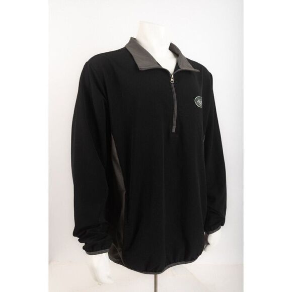 NFL Team Apparel Mens Jacket Pullover NY Jets Black Lightweight 1/4 Zip 2XL XXL - Picture 2 of 6